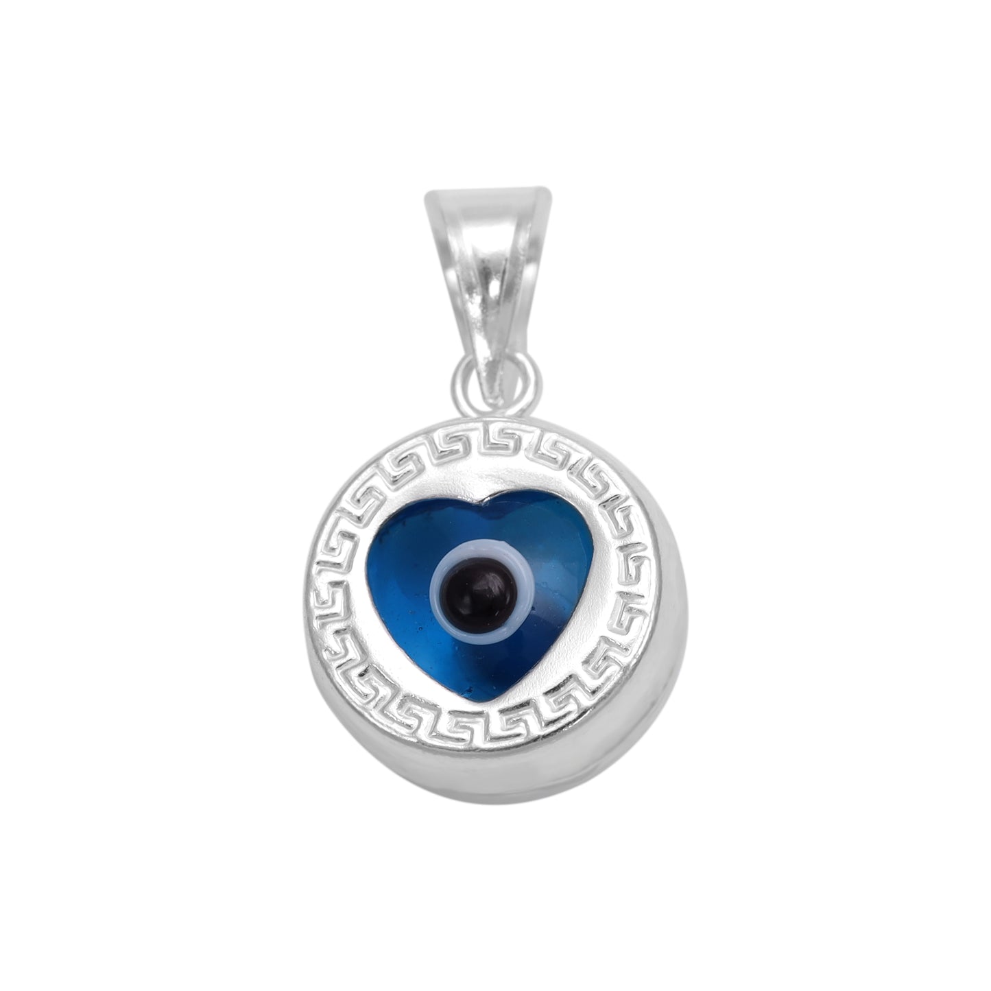 Nazar Evil Eye Heart Shape Pendant - 925 Sterling Silver