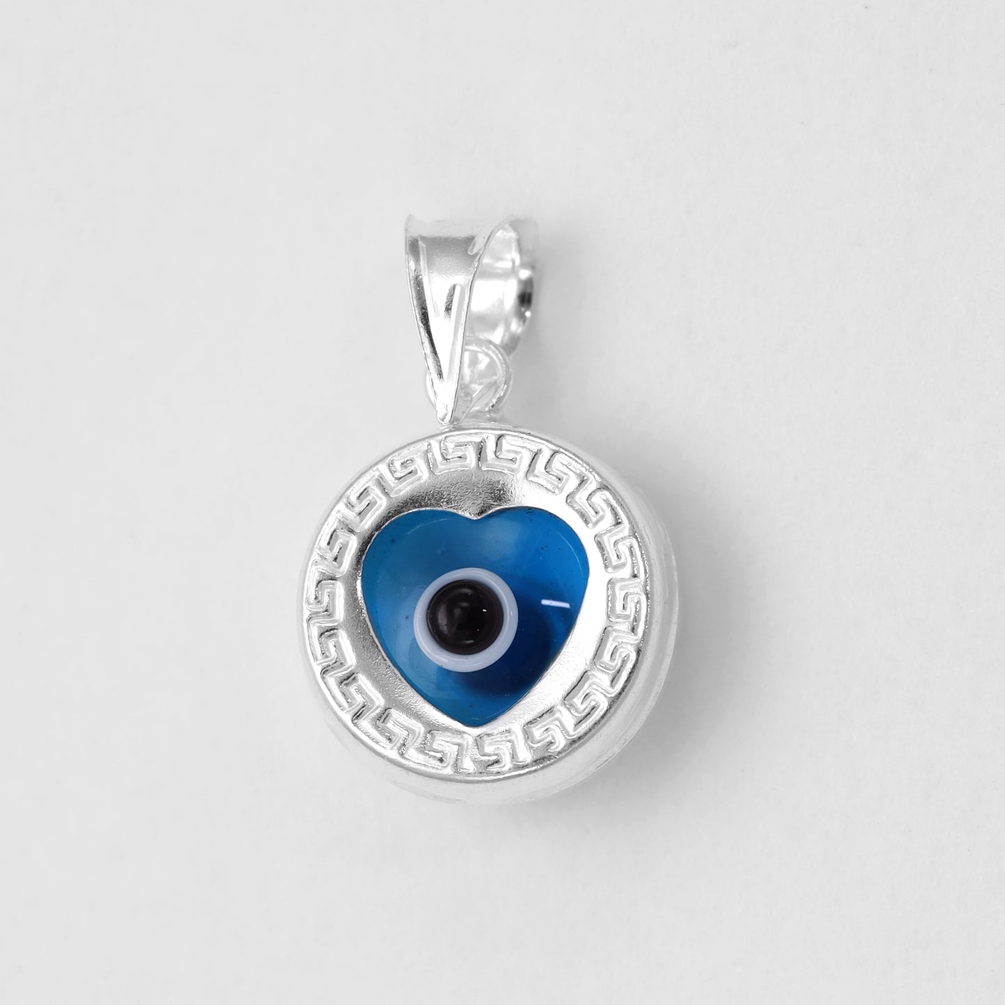 Nazar Evil Eye Heart Shape Pendant - 925 Sterling Silver