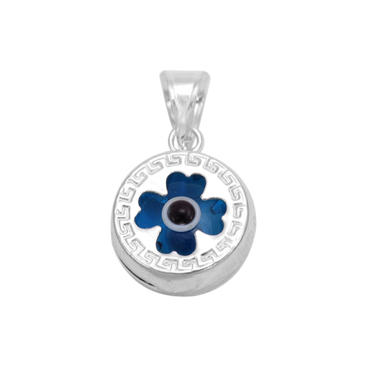 Nazar Evil Eye Clover Leaf Shape Pendant - 925 Sterling Silver