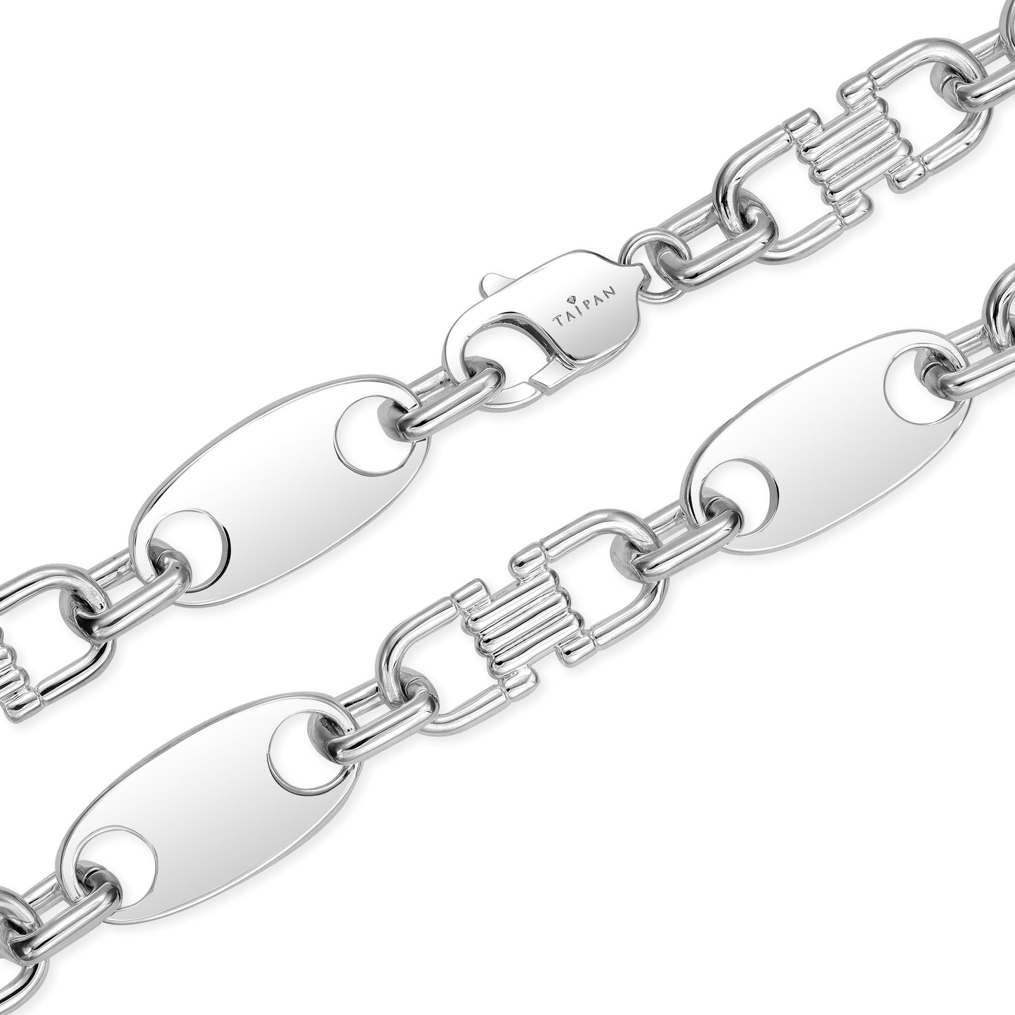 Plate Chain 13mm  - 925 Sterling Silver